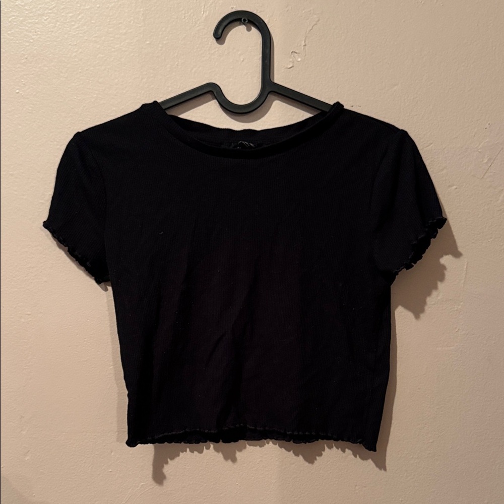 Forever 21 Black Ribbed Crop Top